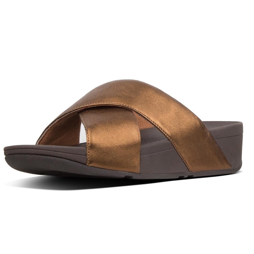 Fit Flops Lulu Metallic Leather Cross Slides